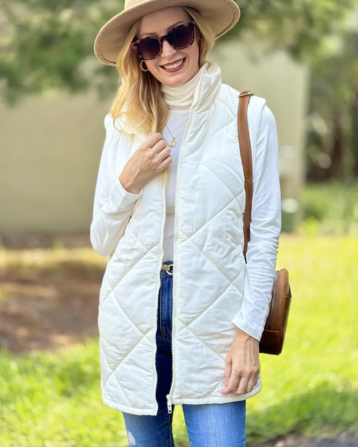 Zeagoo Womens 2025 Reversible Vest Sleeveless Fleece Jacket Double Zip Up Long Warm Winter Coat Outerwear with Pockets