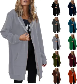Zip Up Hoodies for Women 2024 Plus Size Long Sleeve Sweatshirts Casual Loose Jackets Coat Fall Clothes with Pockets