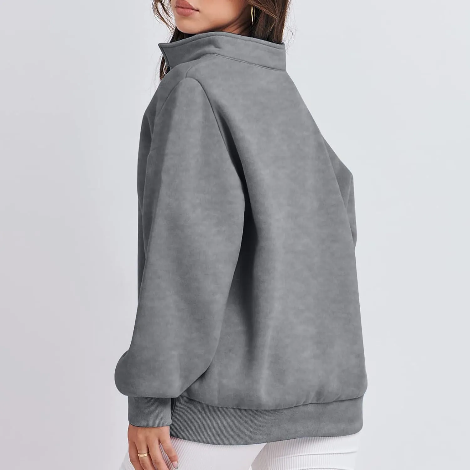 Zip Up Hoodies For Women Oversized Long Sleeve Crop Sweatshirt Quarter Zip Pullover Tops Fall Fashion Clothes 2023