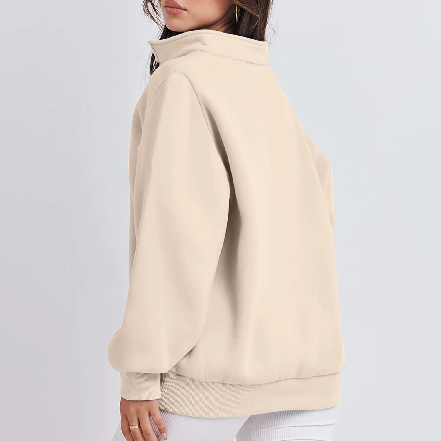 Zip Up Hoodies For Women Oversized Long Sleeve Crop Sweatshirt Quarter Zip Pullover Tops Fall Fashion Clothes 2023